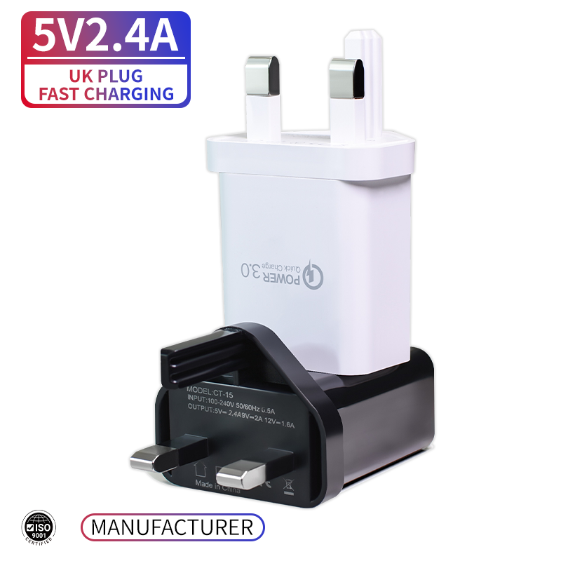H08ebfa61db4d4bd982b2a16748941dbcC 5V2.4A 12W QC3.0 UK US EU Plug Fast Charger - Image 1